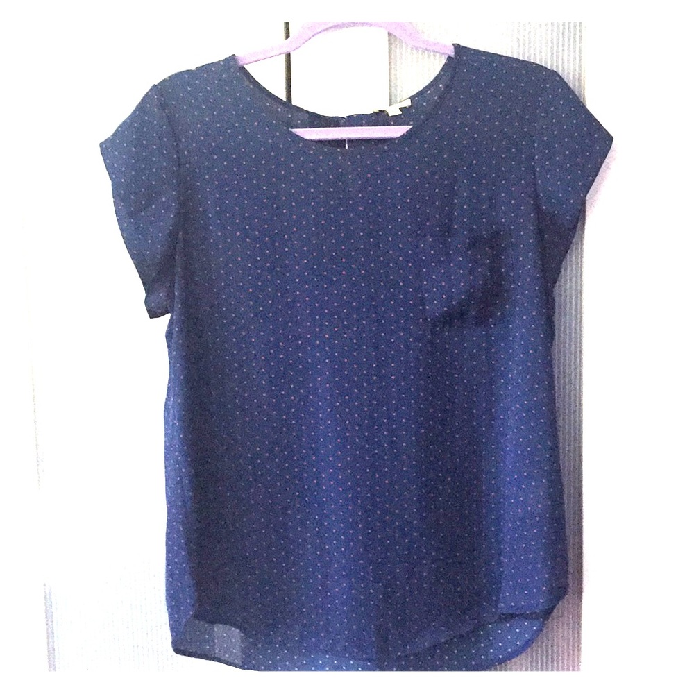 Blue top with red polka dots